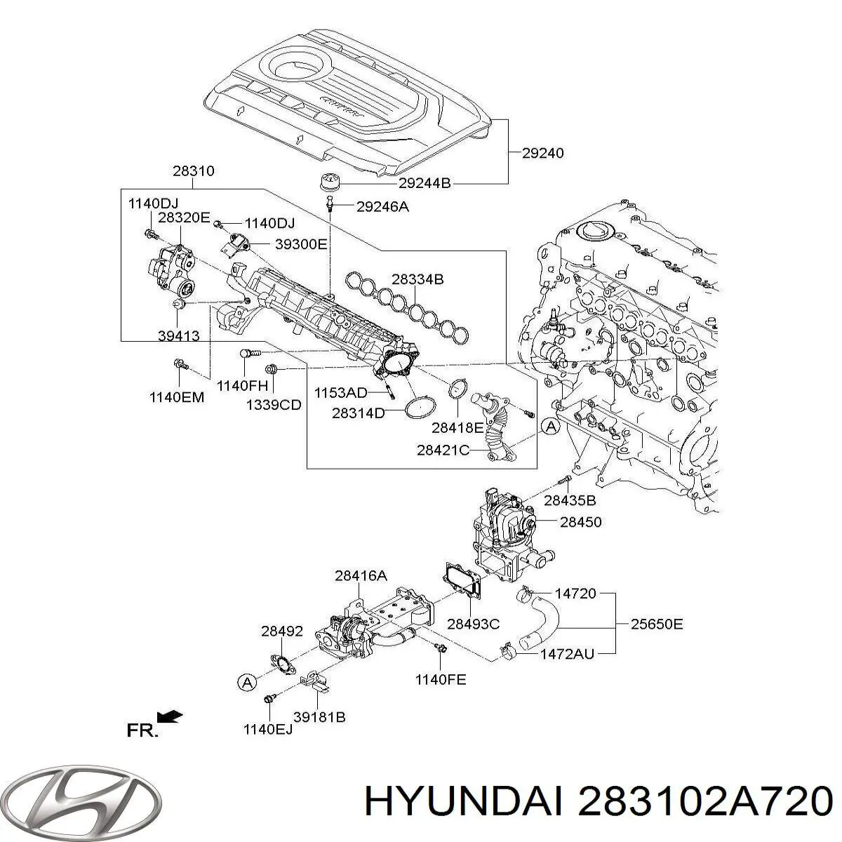 Купити 283102A720 Hyundai/Kia Впускний колектор