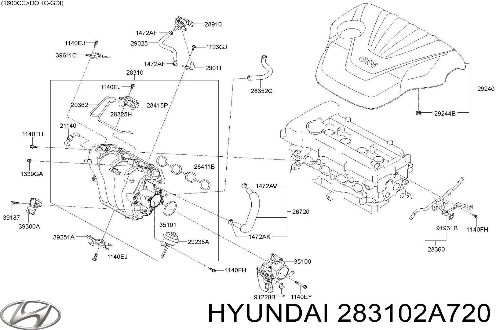 283102A720 Hyundai/Kia Колектор впускний