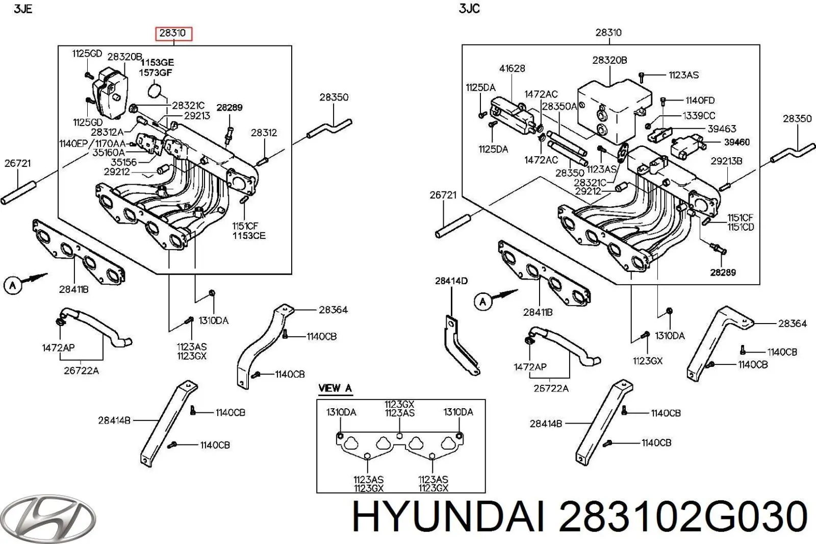 Колектор впускний Hyundai/Kia 283102G030 ціна, від 190.00 USD