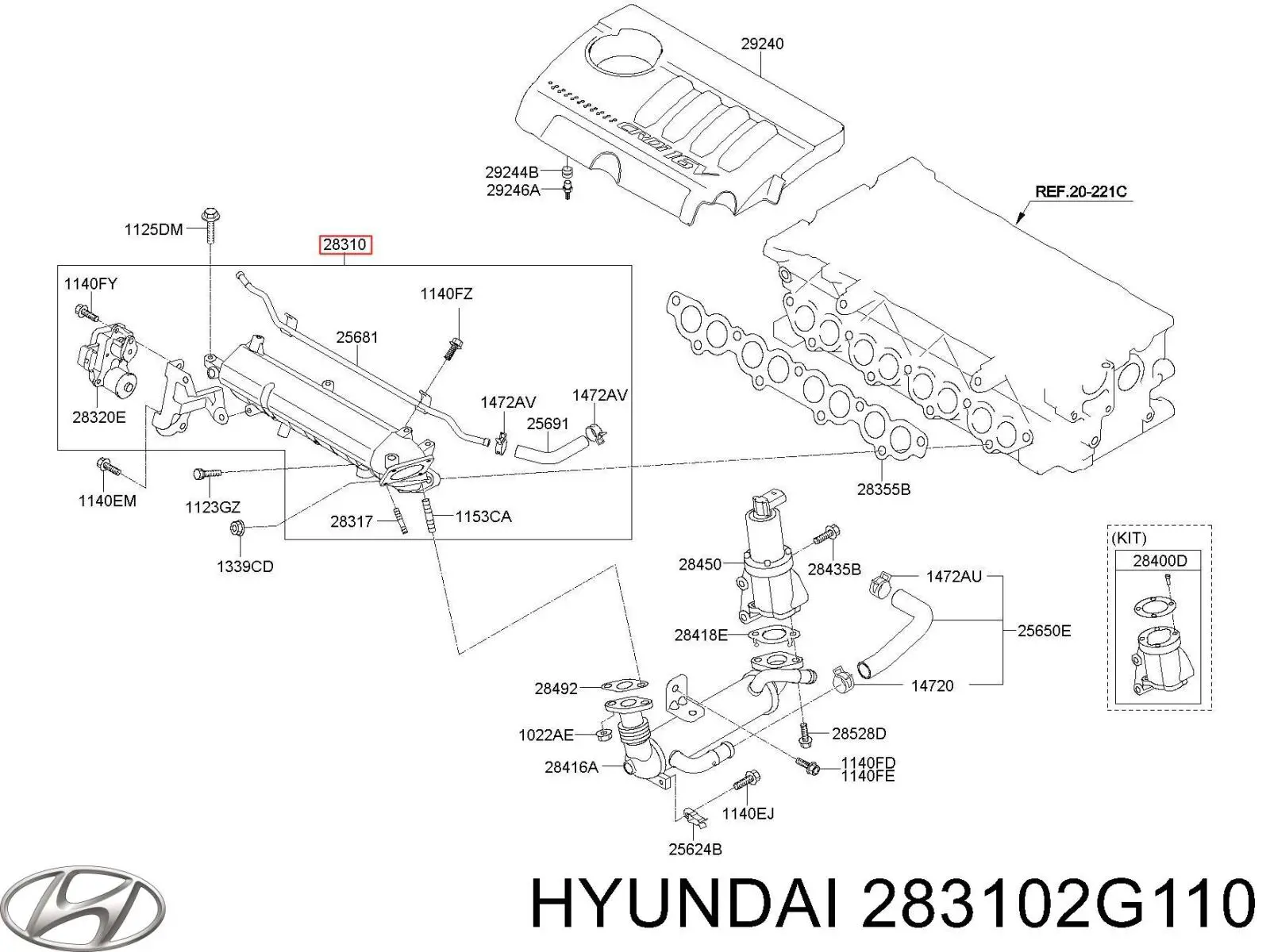 Колектор впускний Hyundai/Kia 283102G110 ціна, від 63.33 USD
