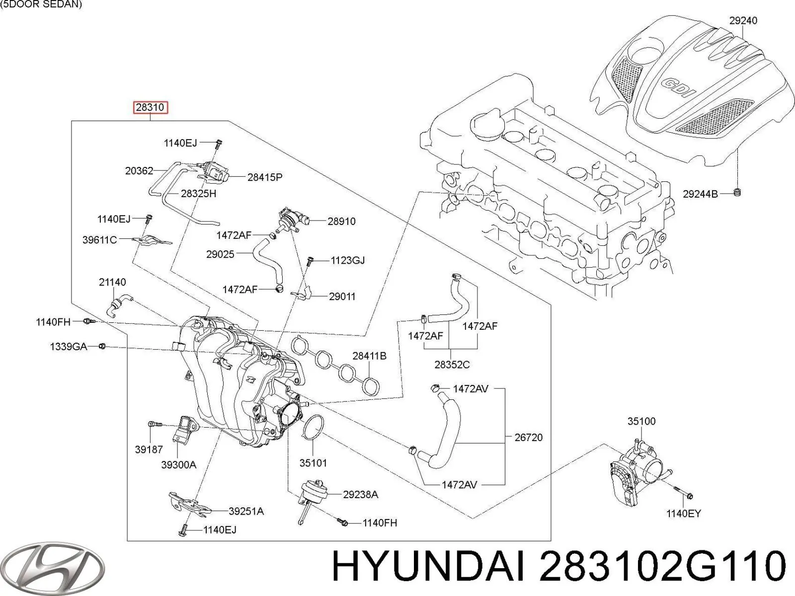 Купити 283102G110 Hyundai/Kia Впускний колектор