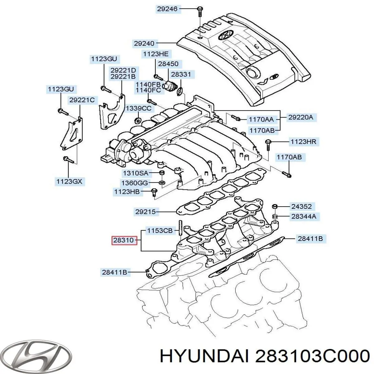 Колектор впускний Hyundai/Kia 283103C000 ціна, від 67.34 USD