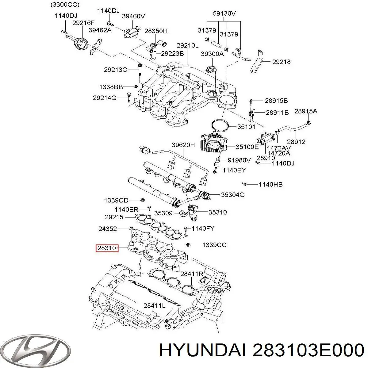 Колектор впускний Hyundai/Kia 283103E000 ціна, від 101.33 USD