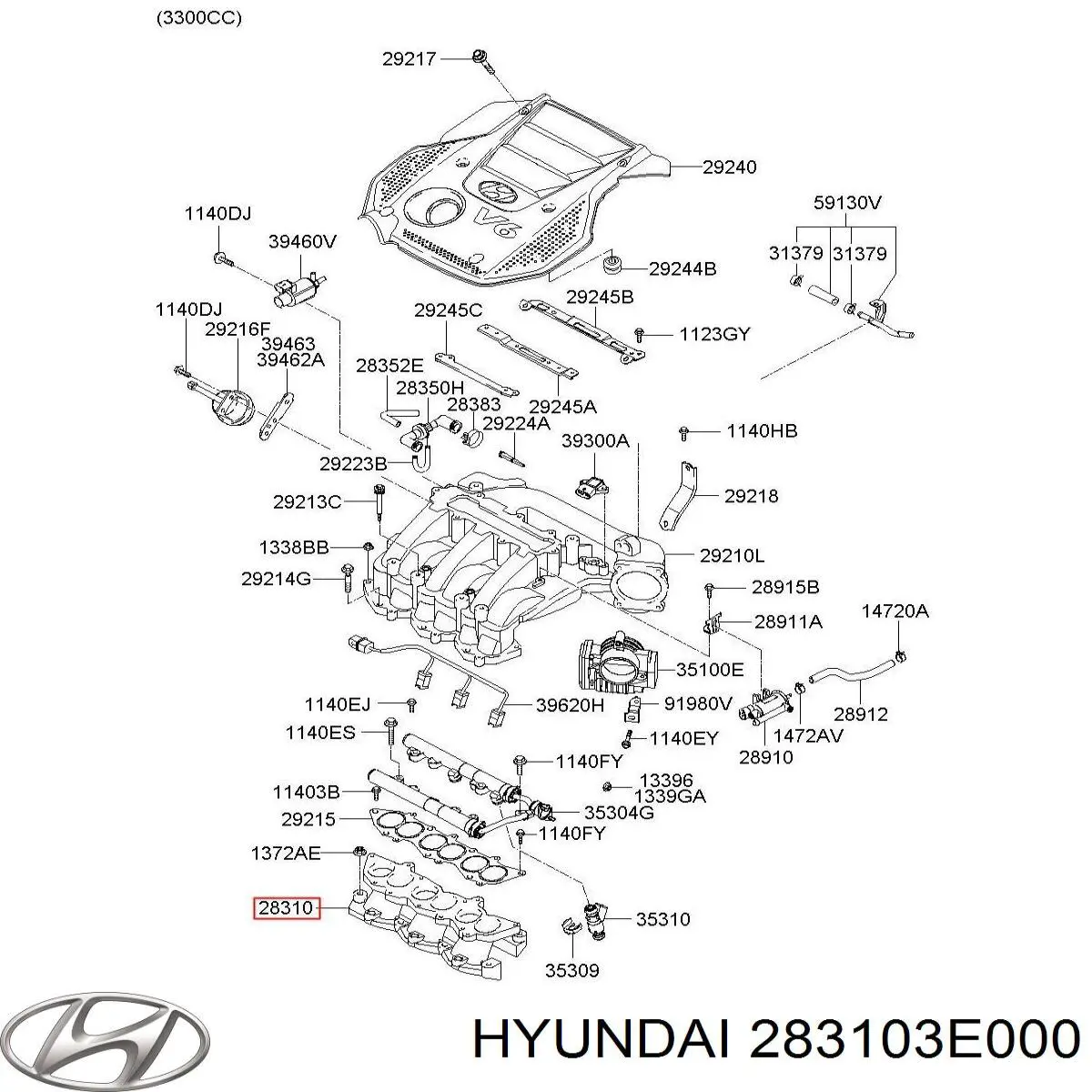 Купити 283103E000 Hyundai/Kia Впускний колектор