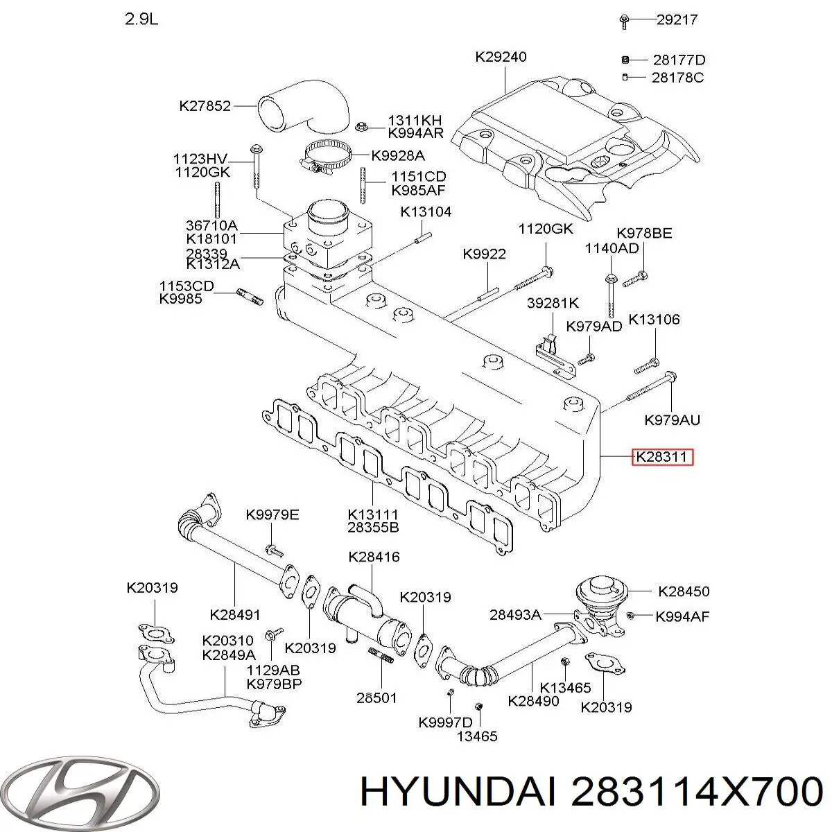 283114X700 Hyundai/Kia Колектор впускний