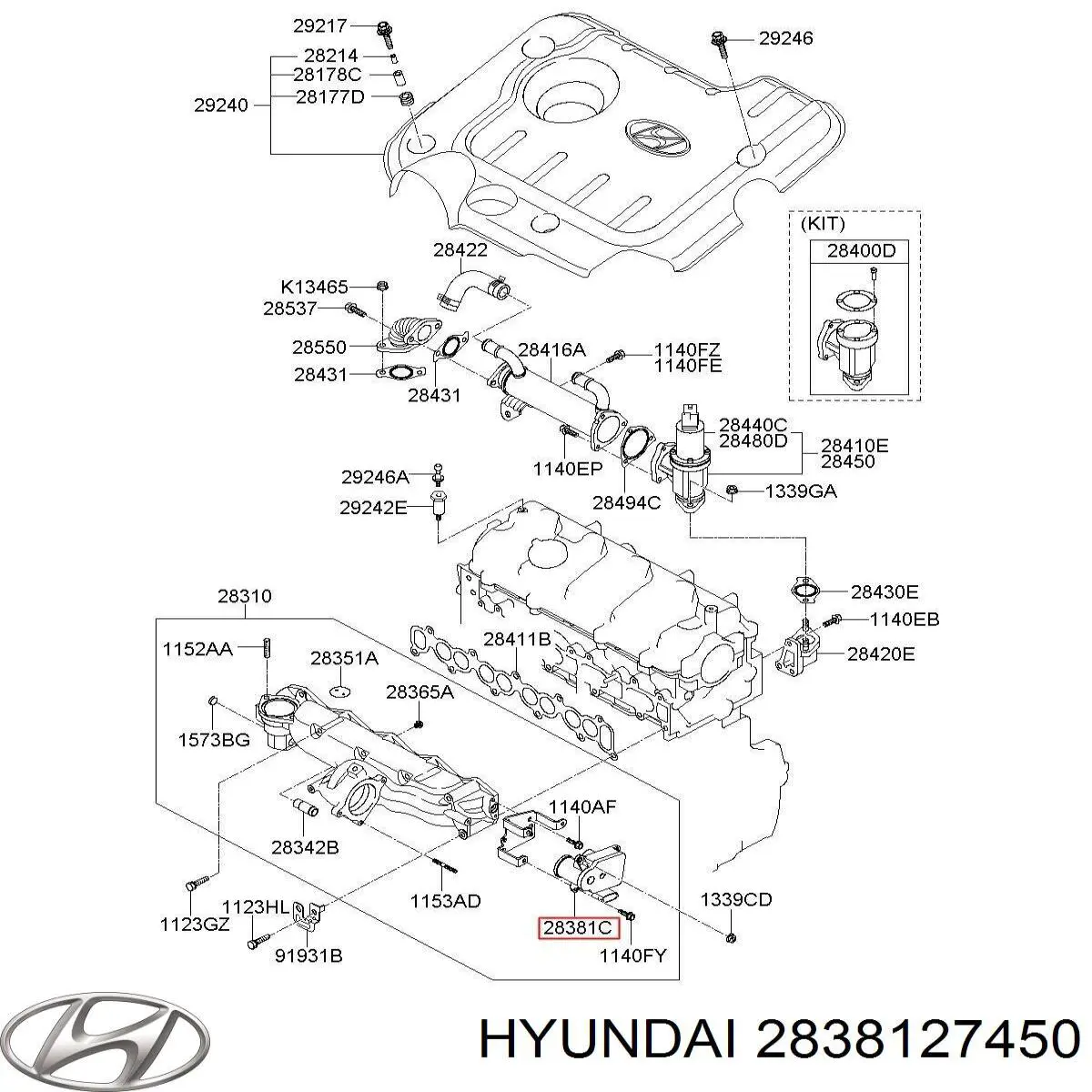 Клапан (актуатор) приводу заслінок впускного колектора 2838127450 Hyundai/Kia