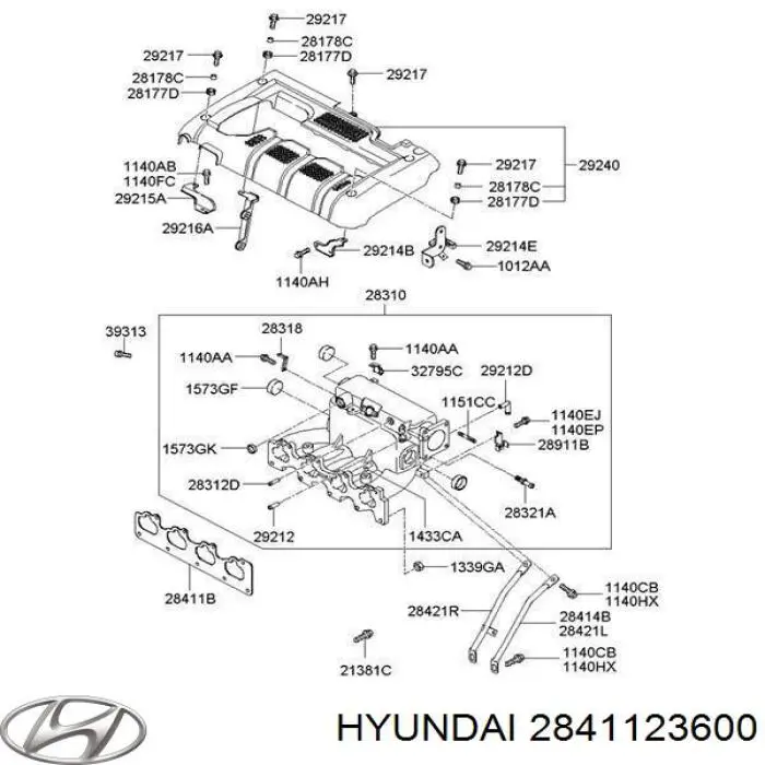 2841123600 Hyundai/Kia прокладка впускного колектора