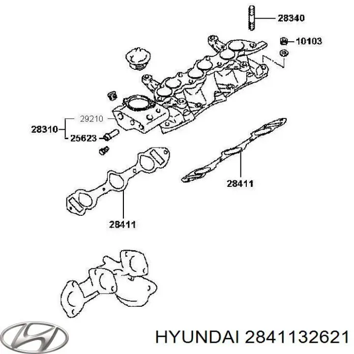 Прокладка впускного колектора Hyundai H100 (P) (Хендай Н100)