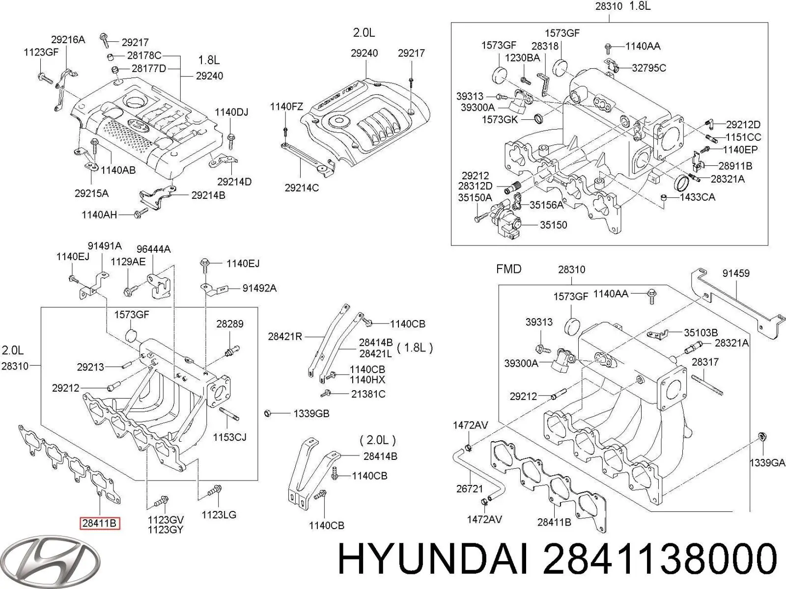Прокладка впускного колектора Hyundai Sonata (EU4) (Хендай Соната)