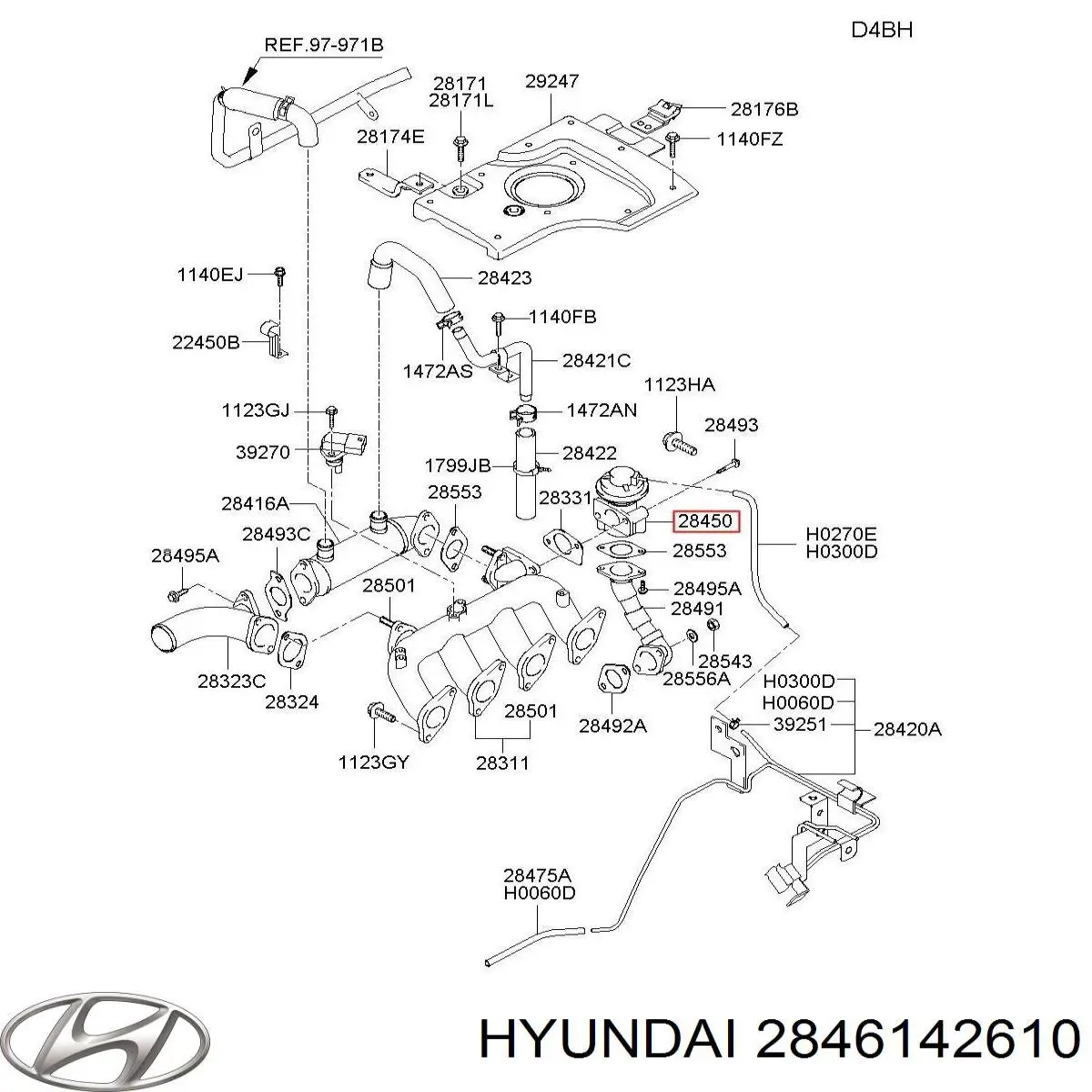 Клапан EGR, рециркуляції газів Hyundai H100 (Хендай Н100)