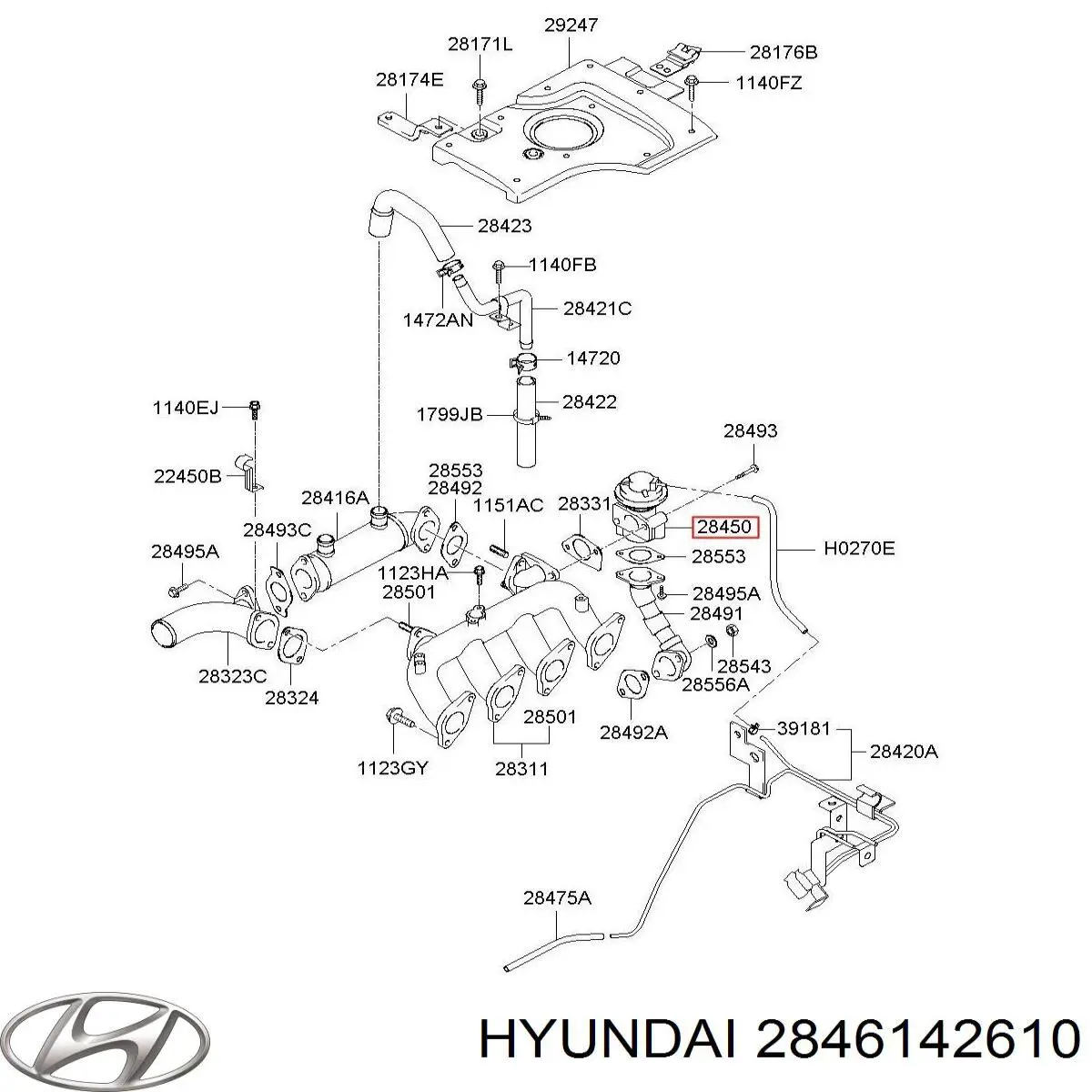 2846142610 Hyundai/Kia Клапан рециркуляції відпрацьованих газів EGR