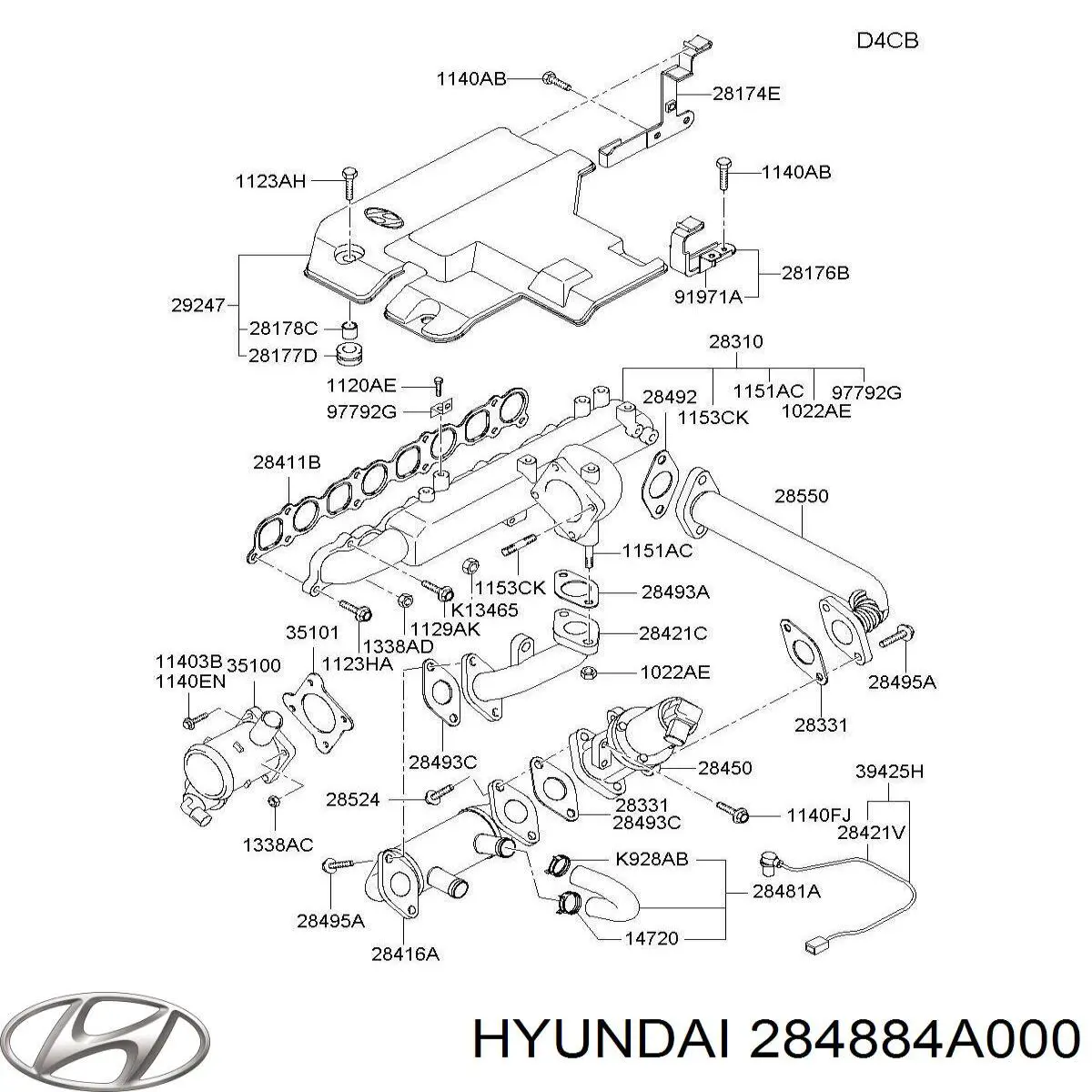 Прокладка холодильника EGR системи рециркуляції газів Hyundai H-1 STAREX Starex (Хендай H-1 STAREX)