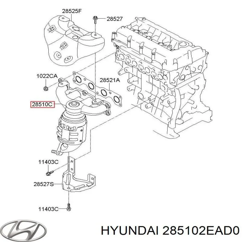 Газопроводи (колектор випускний) Hyundai/Kia 285102EAD0 ціна, від 48.03 USD