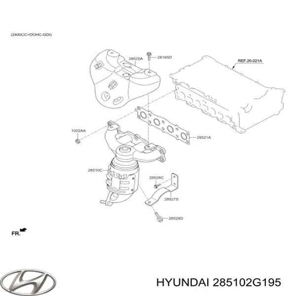 285102G195 Hyundai/Kia Каталітичний нейтралізатор відпрацьованих газів