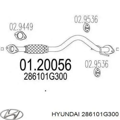 Глушник, передня частина Hyundai/Kia 286101G300 ціна, від 61.18 USD
