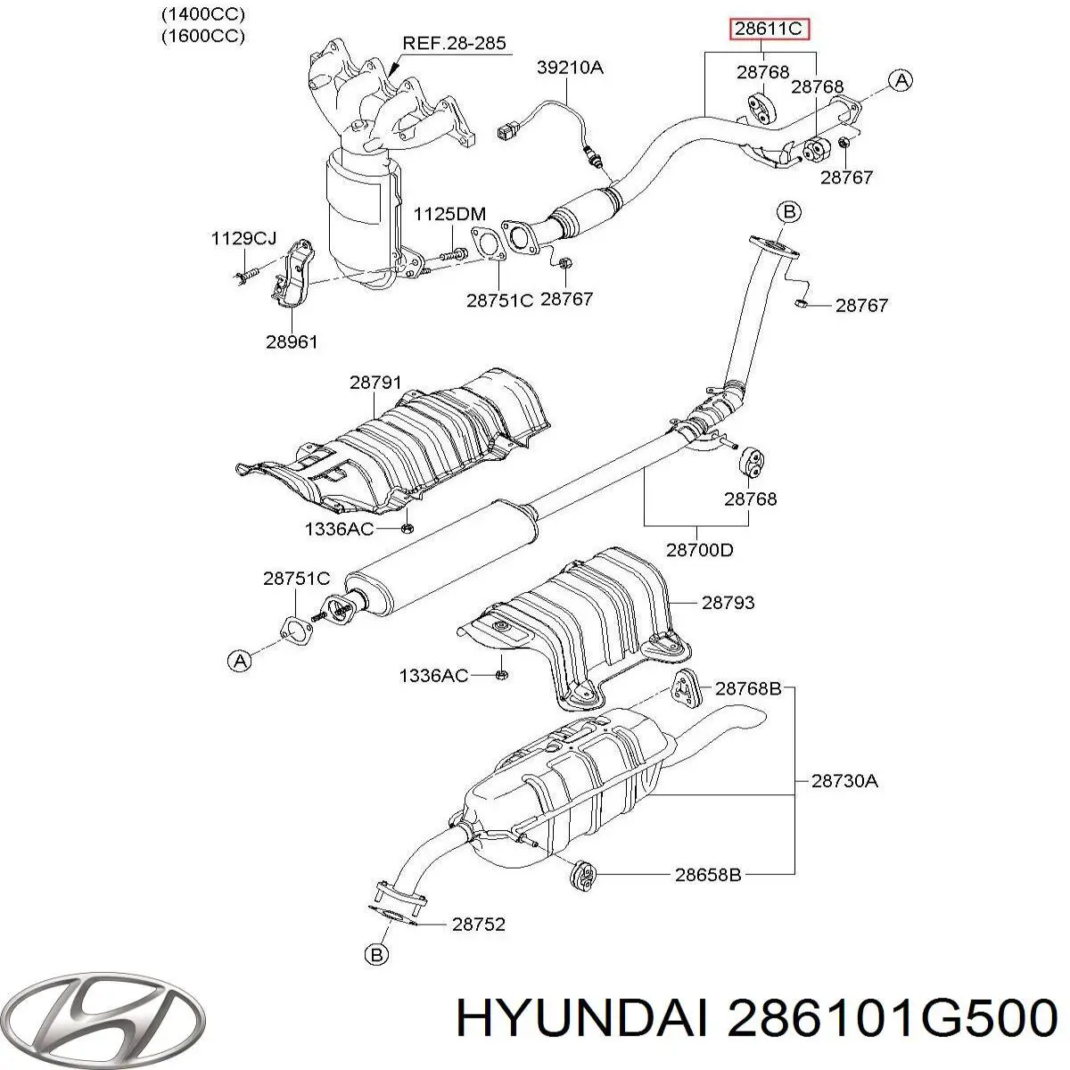 Глушник, передня частина Hyundai/Kia 286101G500 ціна, від  USD