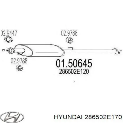 Глушник, передня частина Hyundai/Kia 286502E170 ціна, від 45.58 USD
