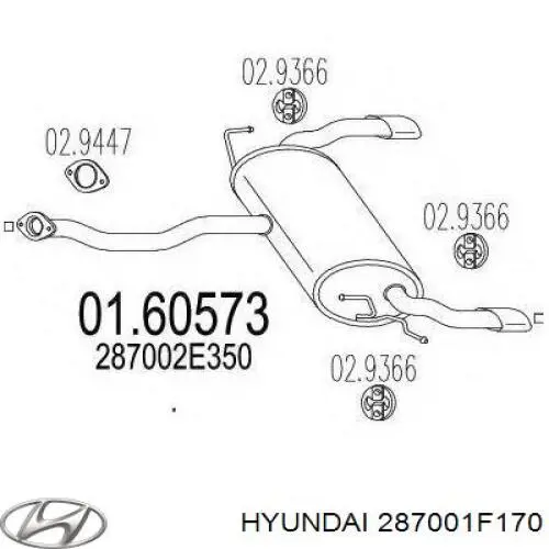 287001F170 Hyundai/Kia глушник, задня частина