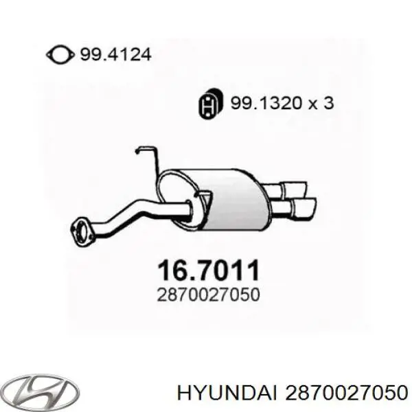 Глушник, задня частина на Hyundai Coupe I RD