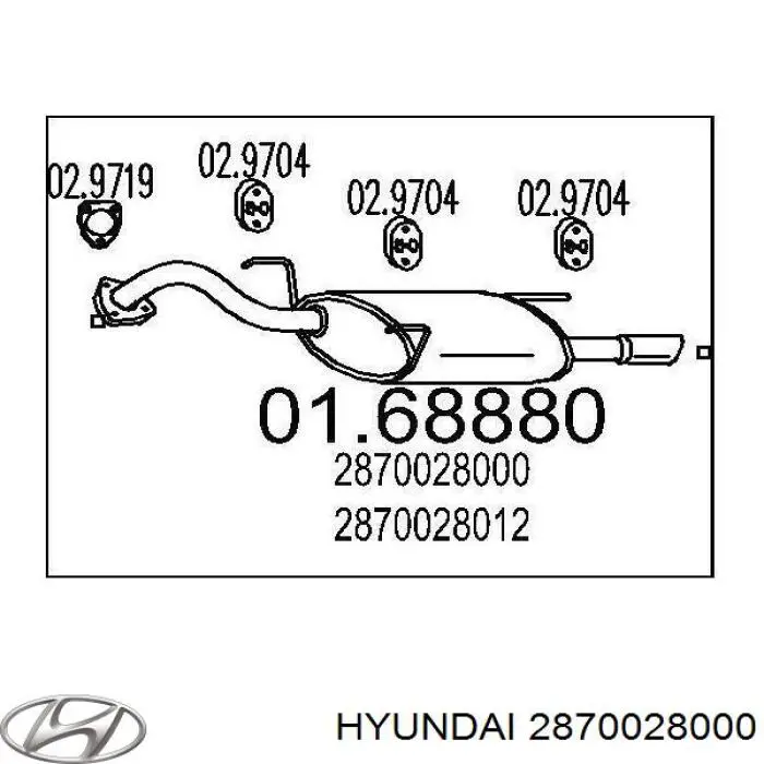 Глушник, задня частина 2870028000 Hyundai/Kia