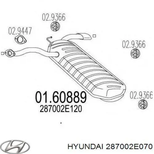 Глушник, задня частина 287002E070 Hyundai/Kia