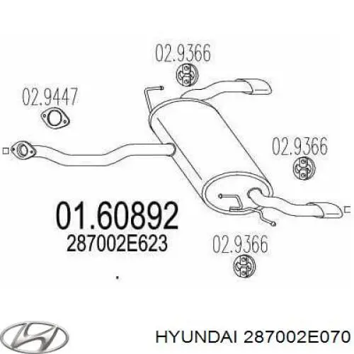 Вихлопна труба Hyundai/Kia 287002E070 ціна, від 68.40 USD