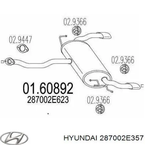 Вихлопна труба Hyundai/Kia 287002E357 ціна, від 56.06 USD