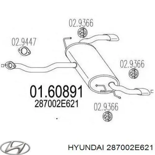 Вихлоп Hyundai/Kia 287002E621 ціна, від 126.69 USD