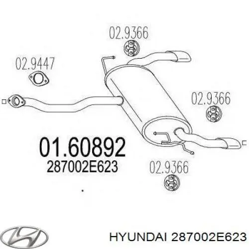 Глушник, задня частина 287002E623 Hyundai/Kia