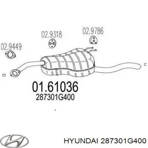 Вихлоп Hyundai/Kia 287301G400 ціна, від 49.40 USD
