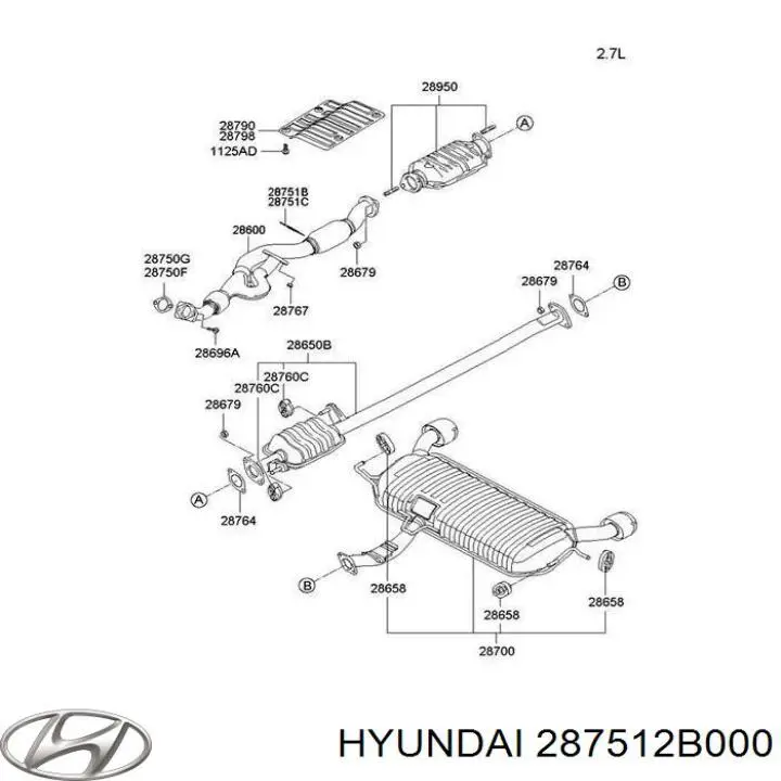 287512B050 Hyundai/Kia прокладка прийомної труби глушника
