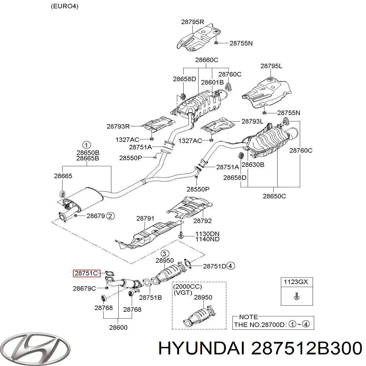 Купити 287512B300 Hyundai/Kia Прокладка до глушника