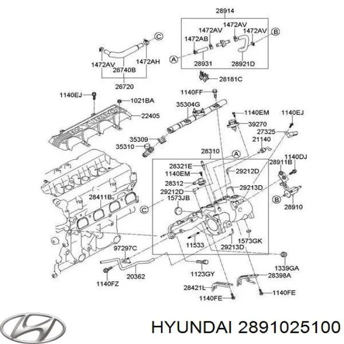 Клапан продувки каталізатора Hyundai/Kia 2891025100