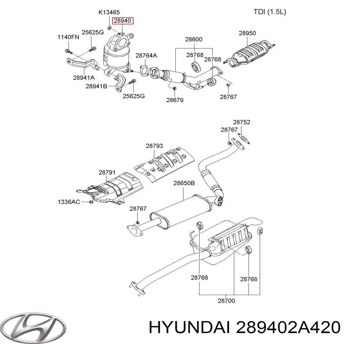 Конвертор-каталізатор (каталітичний нейтралізатор) Hyundai/Kia 289402A420 ціна, від 240.64 USD