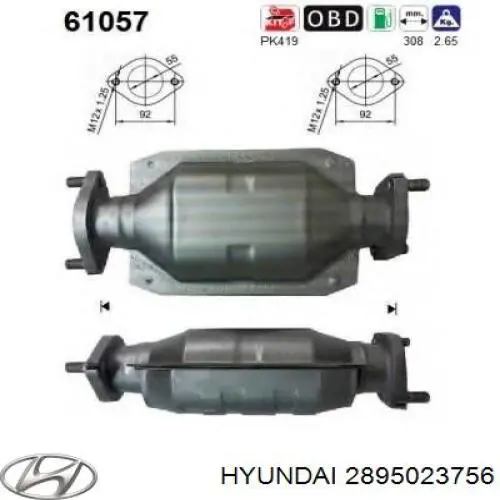 2895023756 Hyundai/Kia Каталітичний нейтралізатор відпрацьованих газів