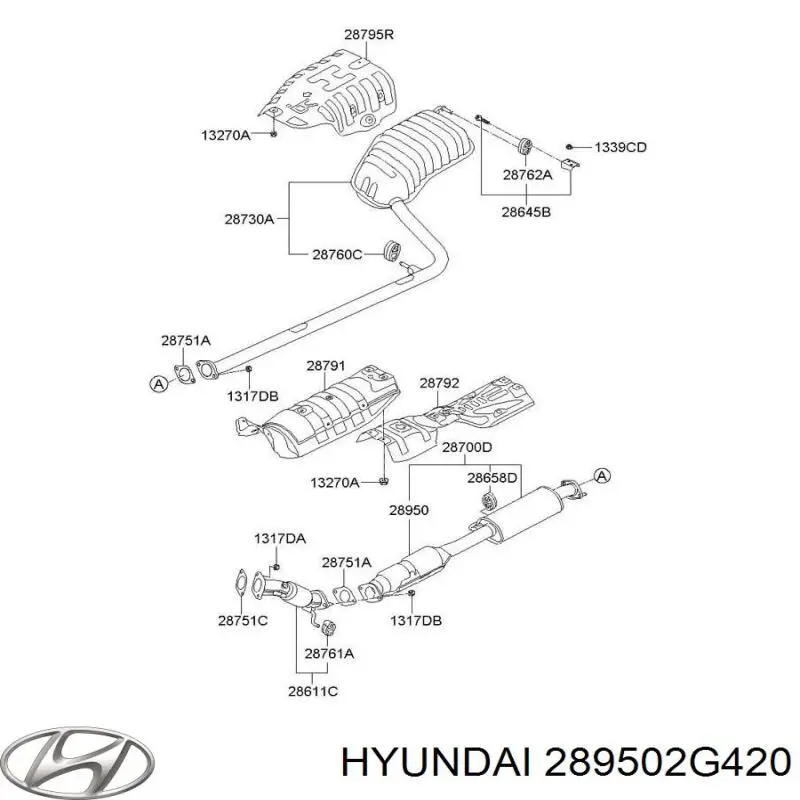 289502G420 Hyundai/Kia Каталітичний нейтралізатор відпрацьованих газів