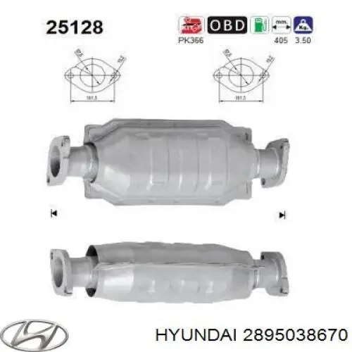2895038670 Hyundai/Kia Каталітичний нейтралізатор відпрацьованих газів