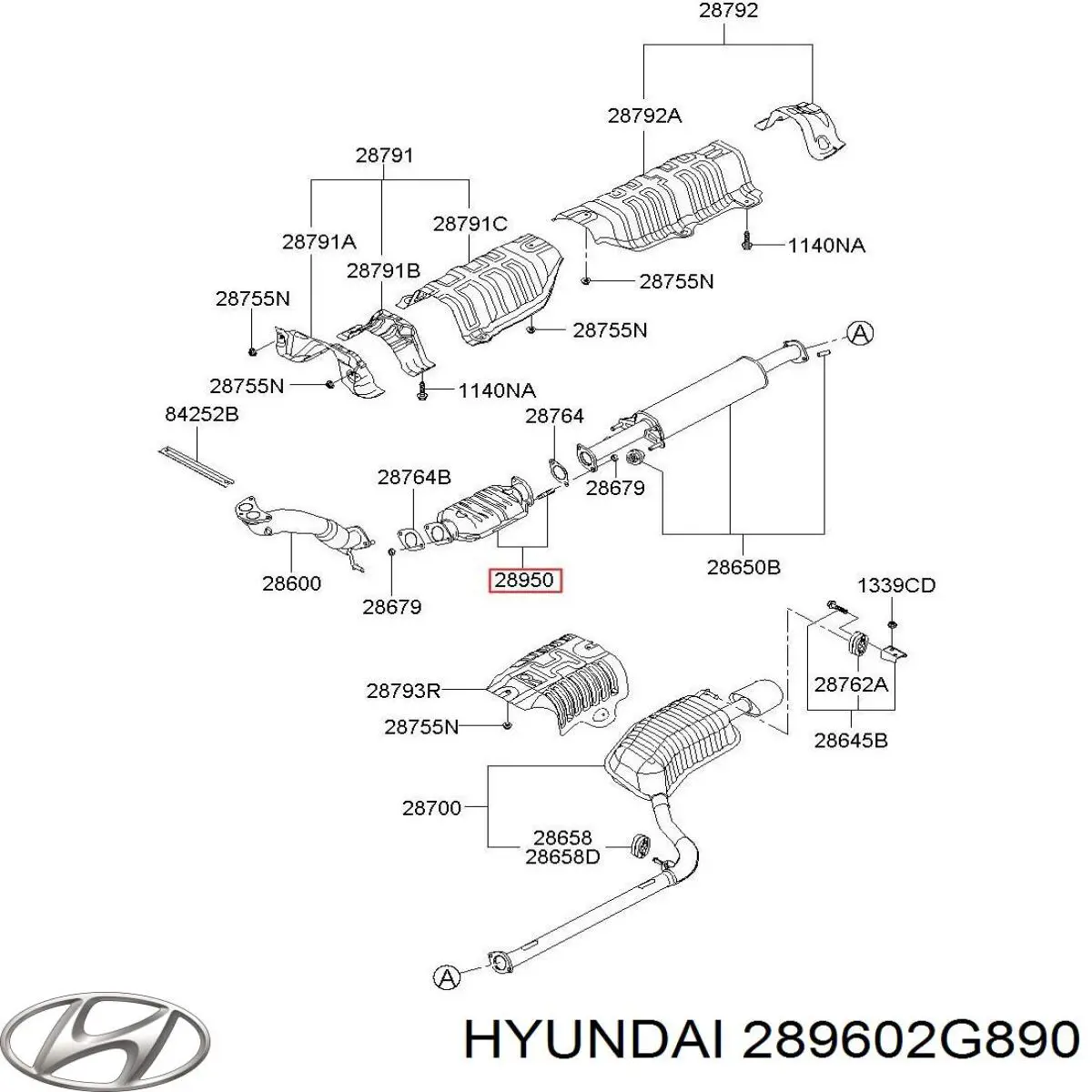 289602G890 Hyundai/Kia Каталітичний нейтралізатор відпрацьованих газів