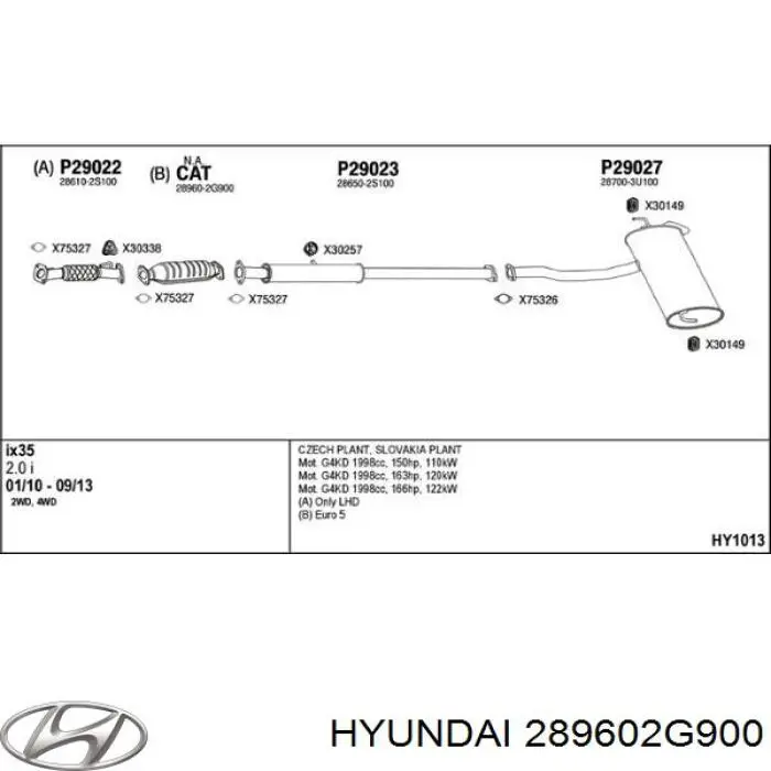 289602G900 Hyundai/Kia Каталітичний нейтралізатор відпрацьованих газів