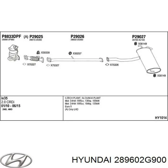 Конвертор-каталізатор (каталітичний нейтралізатор) Hyundai/Kia 289602G900 ціна, від 140.41 USD