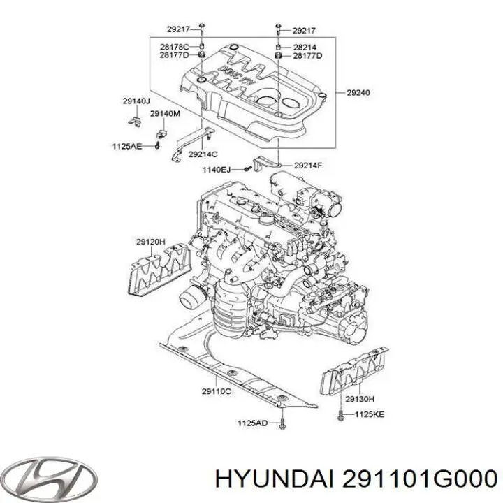 291101G000 Hyundai/Kia захист двигуна передній