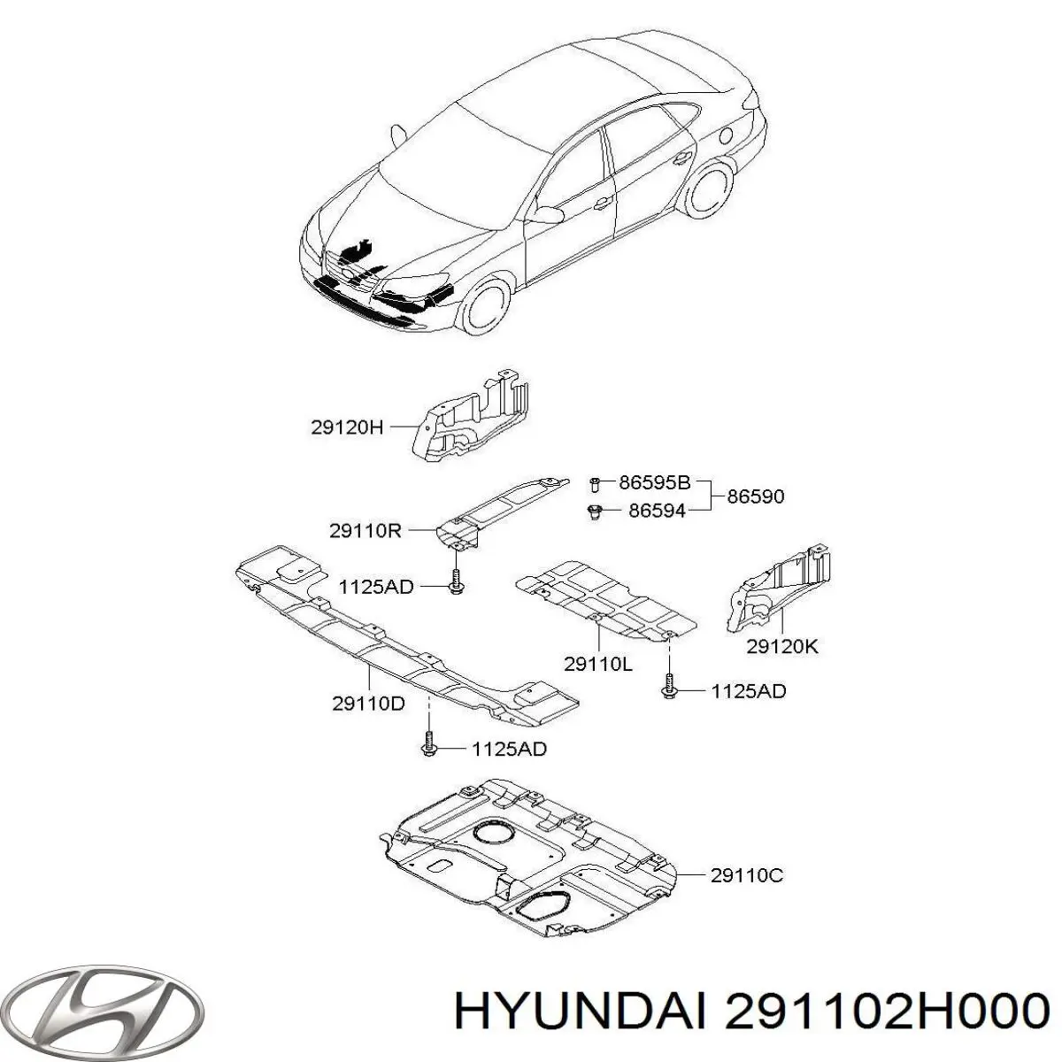Купити 291102H000 Hyundai/Kia Захист двигуна, лівий