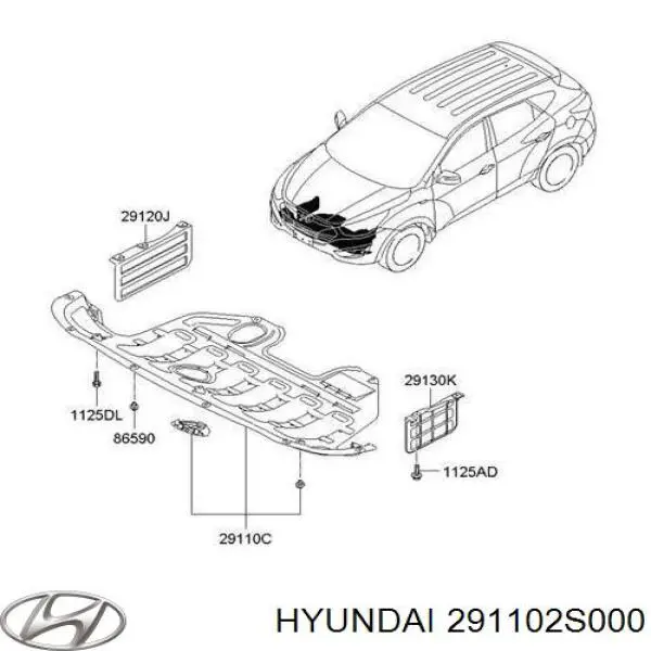 Захист двигуна, піддона (моторного відсіку) Hyundai Ix35 (LM) (Хендай Ix35)