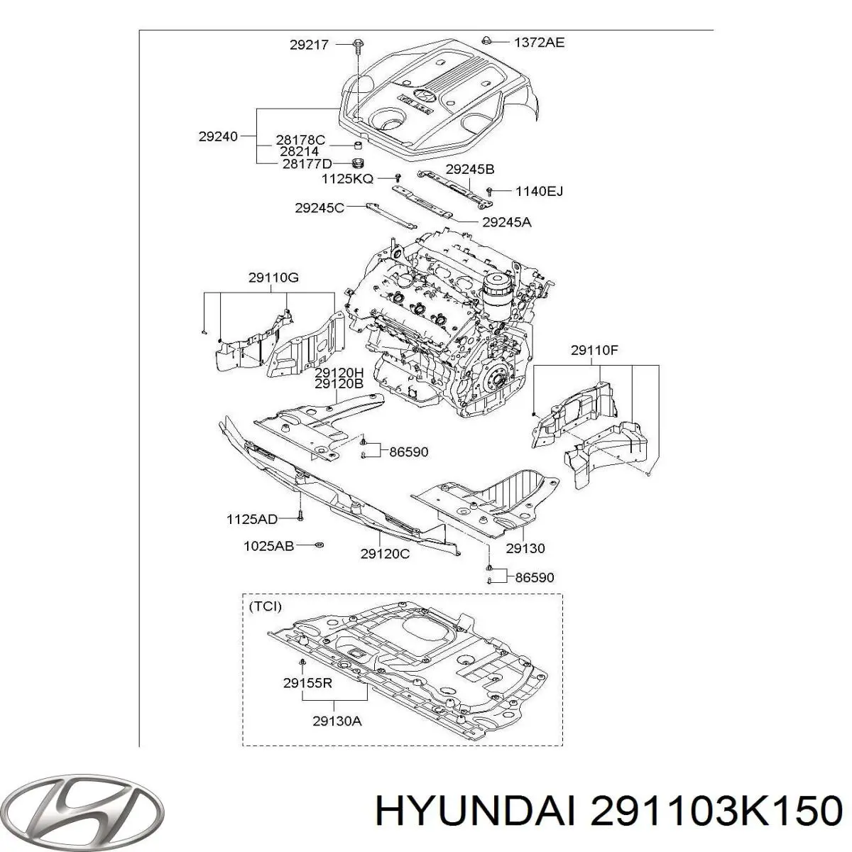 Захист двигуна, лівий Hyundai Grandeur (TG) (Хендай Грандер)