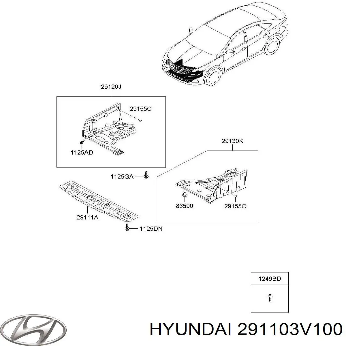 Захист двигуна, піддона (моторного відсіку) Hyundai Azera (HG) (Хендай Азера)