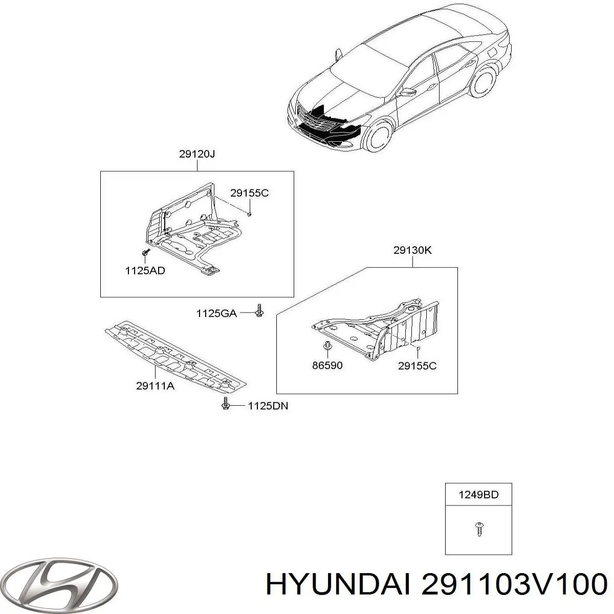291103V100 Hyundai/Kia Захист піддона двигуна