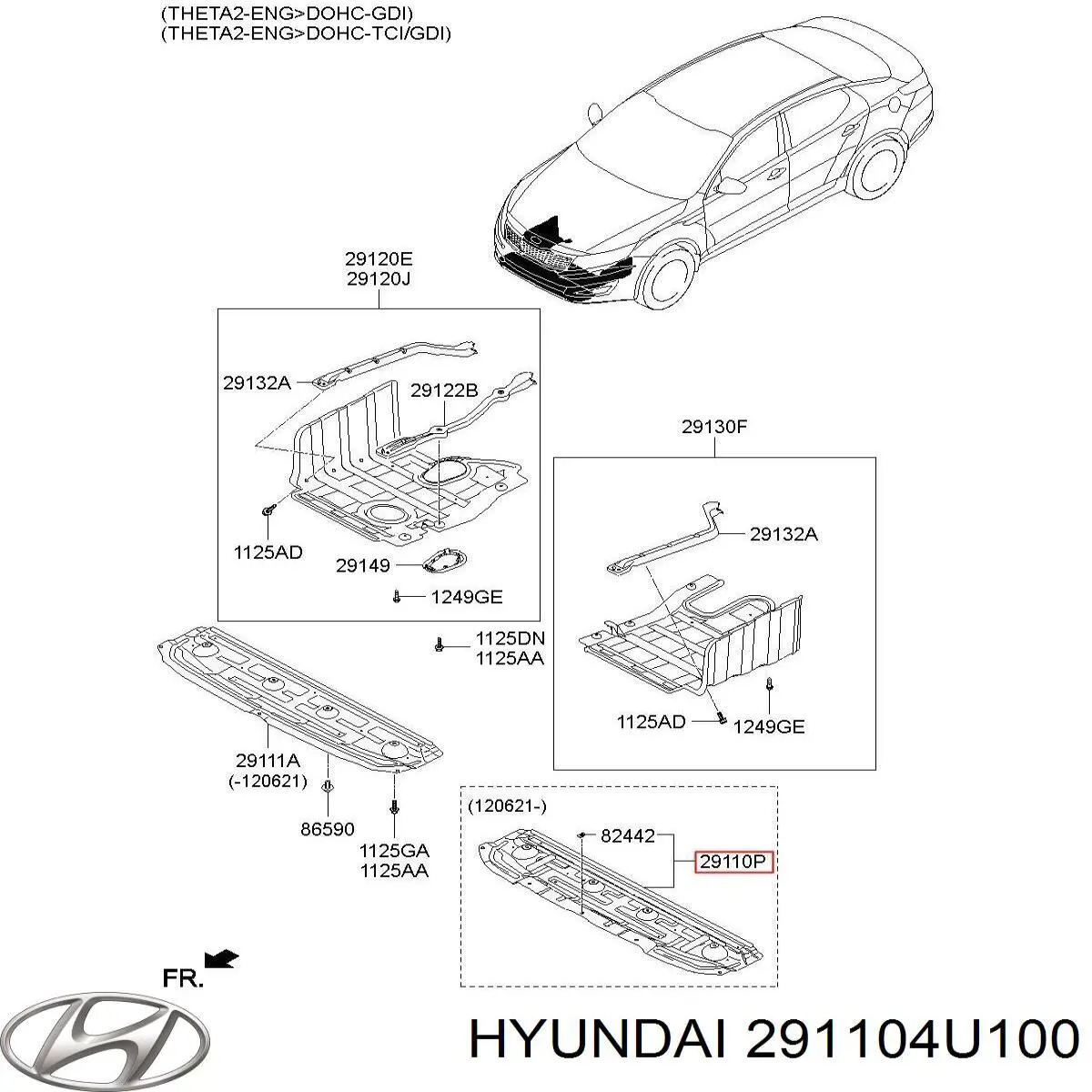 Захист ДВС Hyundai/Kia 291104U100 ціна, від 61.89 USD