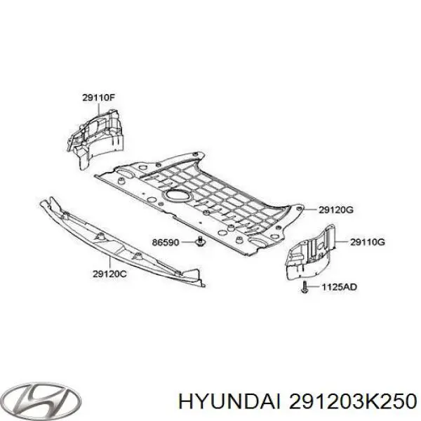 291203K250 Hyundai/Kia захист двигуна, піддона (моторного відсіку)