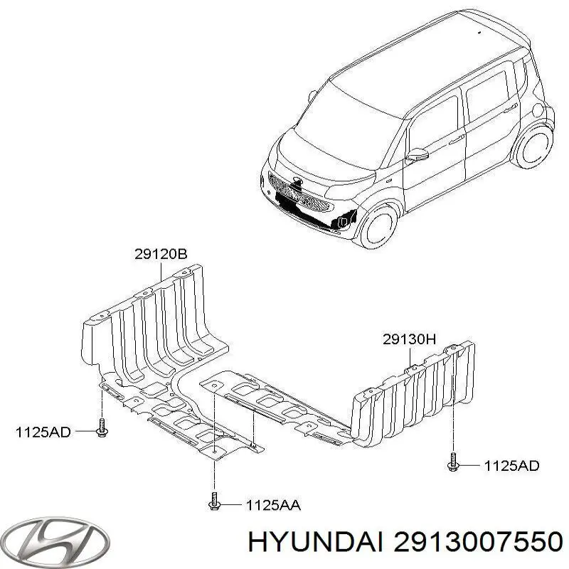 Купити 2913007550 Hyundai/Kia Захист двигуна, лівий