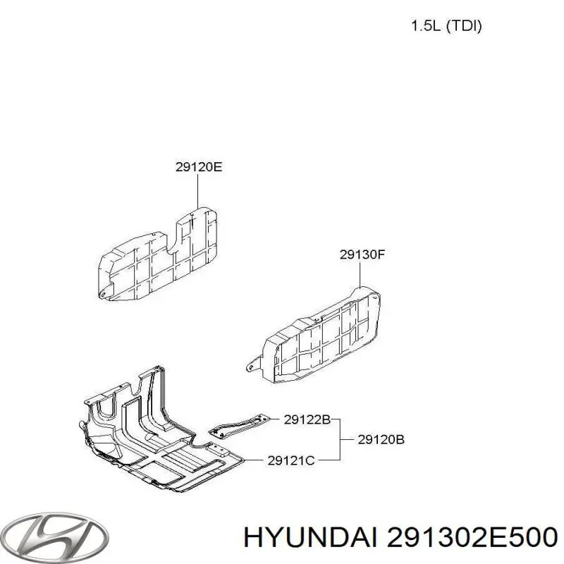 Захист двигуна, лівий Hyundai/Kia 291302E500 ціна, від 8.87 USD